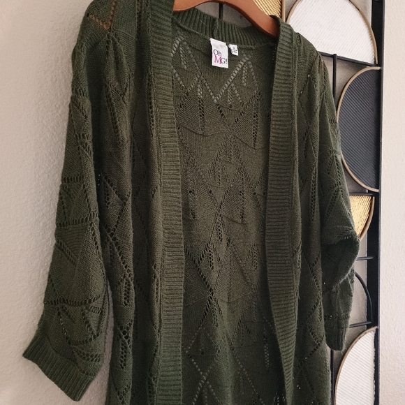 4/$25 Open Front Green Knit Cardigan - Picture 4 of 7